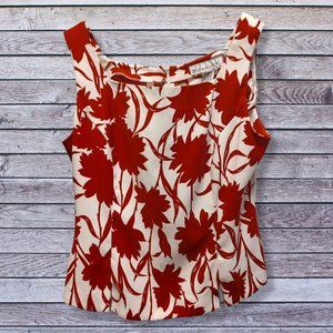 Dressbarn red & white sleeveless zippered blouse size 14, EUC